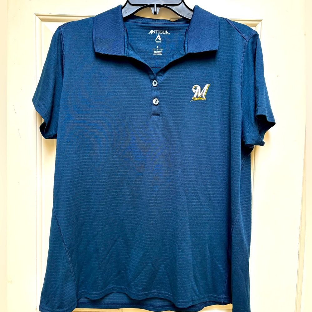 Like New! Women’s Antigua Milwaukee Brewers Polo Shirt. Size Large